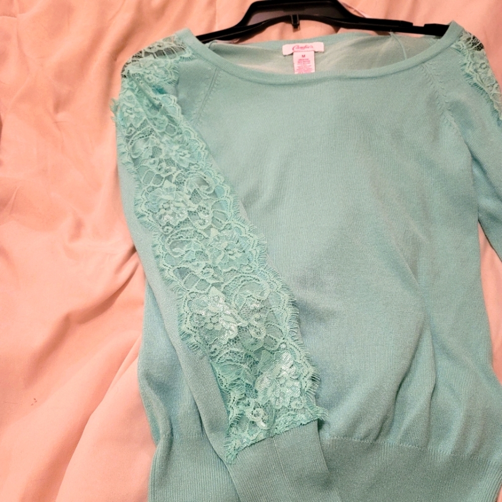 Candies long sleeve dress top. Lace detail